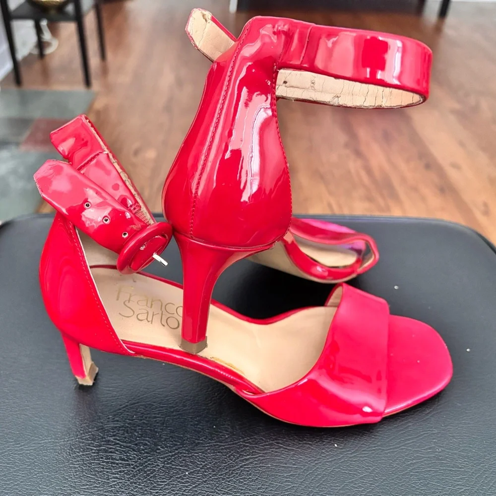 Franco Sarto Red Patent Ankle-Strap Heels